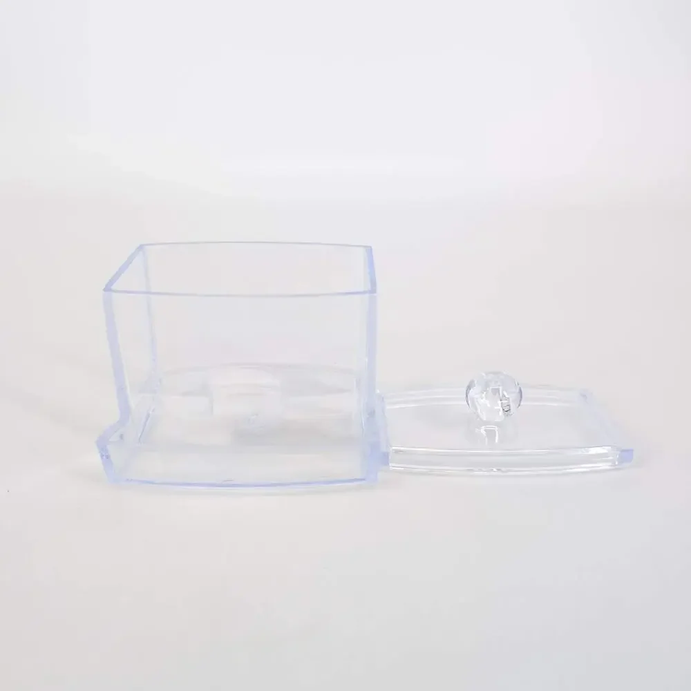 Clear Transparent See Through Acrylic Cotton Swab Dispenser Q Tip Storage Box
